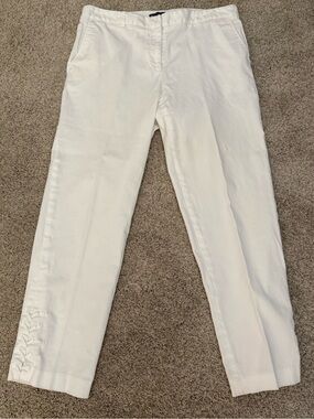 Elliott Lauren White Cropped Pants with Lacing Detail sz 8